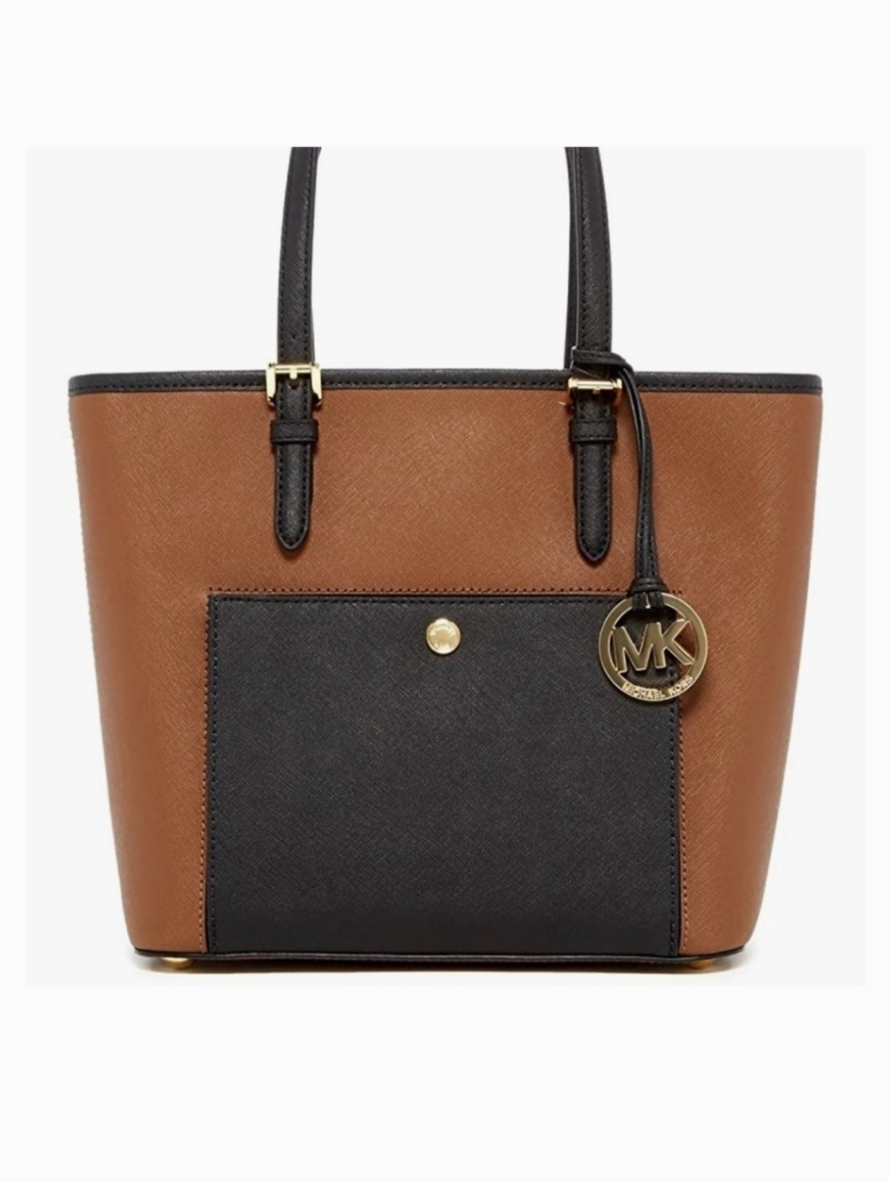 Michael Kors Jet Set Medium Tote in Camel And Black